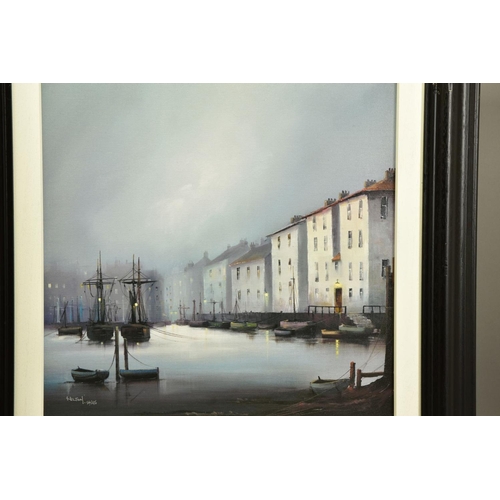 430 - BARRY HILTON (BRITISH 1941) 'FIRST LIGHT', a signed limited edition print of a nostalgic harbour vie... 