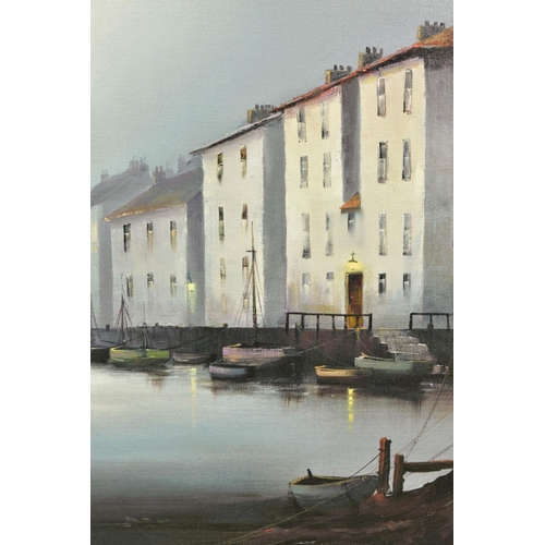 430 - BARRY HILTON (BRITISH 1941) 'FIRST LIGHT', a signed limited edition print of a nostalgic harbour vie... 