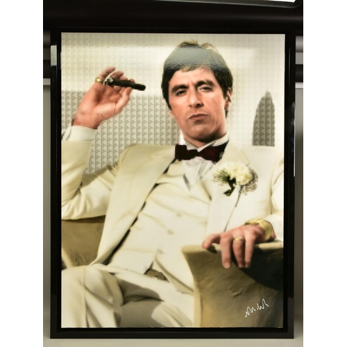 435 - NICK HOLDSWORTH (BRITISH CONTEMPORARY) 'SCARFACE', a portrait of Al Pacino as Tony Montana, signed b... 