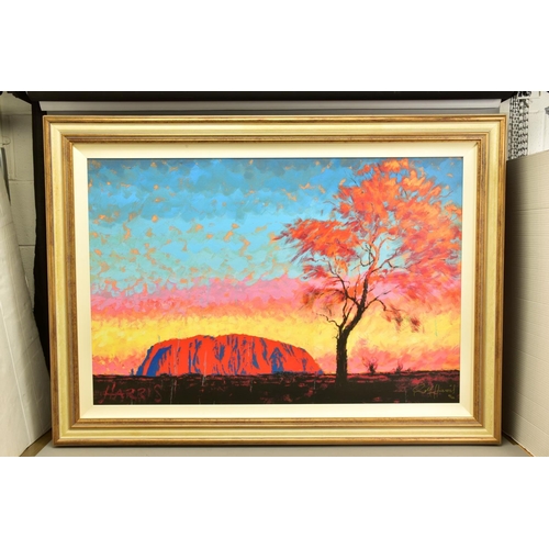 436 - ROLF HARRIS (AUSTRALIAN 1930) 'ULURU SUNSET, SURPRISE SHOWER' a limited edition print on canvas of a... 