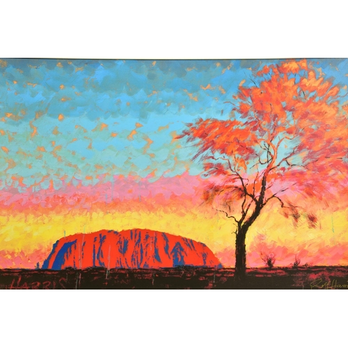 436 - ROLF HARRIS (AUSTRALIAN 1930) 'ULURU SUNSET, SURPRISE SHOWER' a limited edition print on canvas of a... 