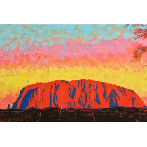 436 - ROLF HARRIS (AUSTRALIAN 1930) 'ULURU SUNSET, SURPRISE SHOWER' a limited edition print on canvas of a... 