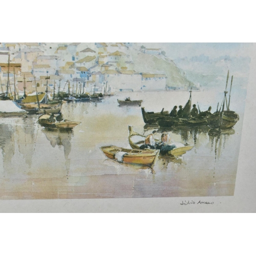 697 - MODERN DECORATIVE PRINTS AND WALL HANGINGS ETC, to include a signed Peter Basham yachting print, thr... 