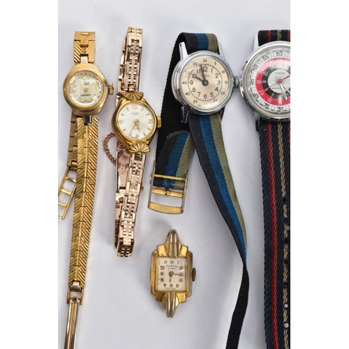 22 - A SELECTION OF LADIES WRISTWATCHES, seven watches with names to include 'Timex, Medana', two fitted ... 