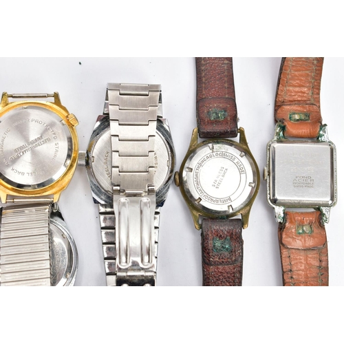 23 - A SELECTION OF GENTS WRISTWATCHES, eight watches with names to include 'Buler, Anker, Swiss De Lux, ... 