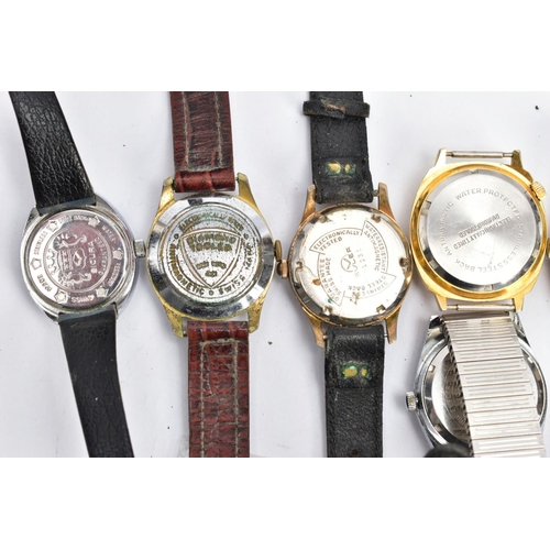 23 - A SELECTION OF GENTS WRISTWATCHES, eight watches with names to include 'Buler, Anker, Swiss De Lux, ... 