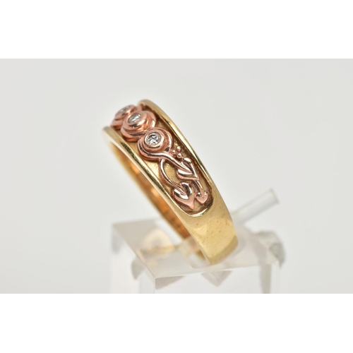 24 - A 9CT GOLD CLOGAU LIMITED EDITION TRILLOGY RING, three round brilliant cut diamonds, bezel set in ro... 