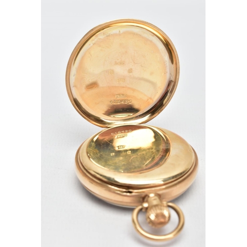 79 - A 9CT GOLD OPEN FACE POCKET WATCH, (working) round white dial, Arabic numerals, seconds subsidiary d... 