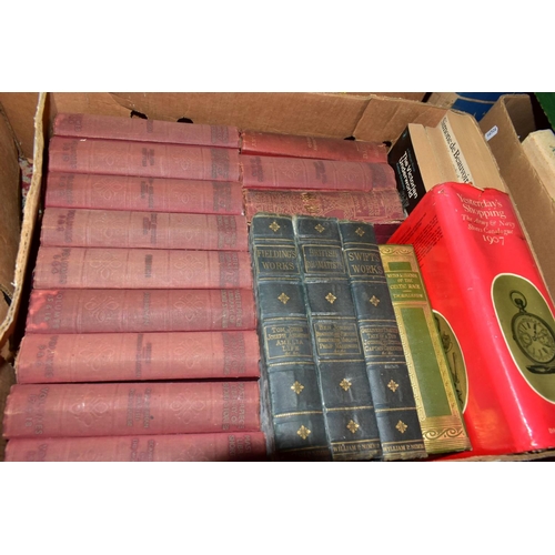 774 - SIX BOXES OF VINTAGE BOOKS, to include H G Wells by Odhams press, The complete Prefaces of George Be... 