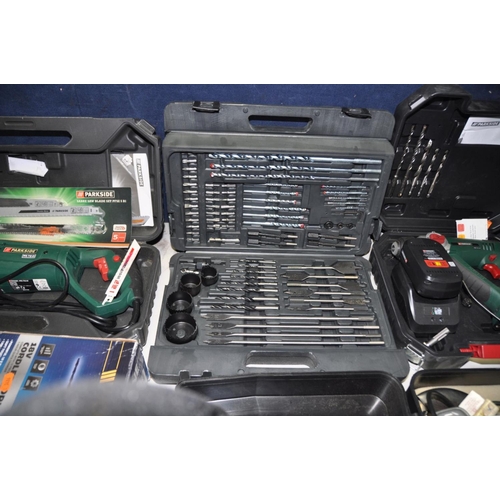 1261 - A PARKSIDE RECIPROCATING SAW, a Workzone 18v drill with charger and one battery (battery doesn't app... 