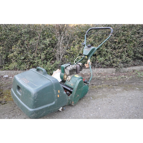 1133 - AN ATCO ENSIGN B17 PETROL CYLINDER MOWER with grass box and aerator attachment (engine pulls and sta... 
