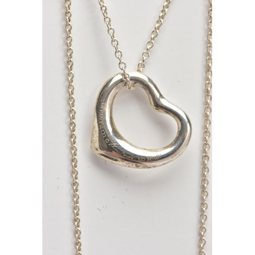 143 - A 'TIFFANY & CO' NECKLACE, Elsa Peretti Open Heart design necklace, pendant signed 'Tiffany & Co Els... 