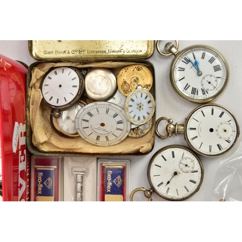 235 - A BOX OF ASSORTED POCKET WATCHES AND WATCH PARTS, to include fifteen pocket watches, seven watch str... 