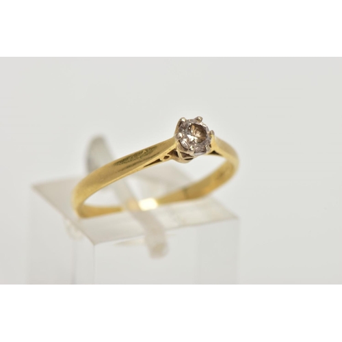 56 - AN 18CT GOLD SINGLE STONE DIAMOND RING, six claw set round brilliant cut diamond, estimated diamond ... 