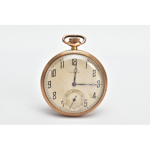 71 - A 'CYMREX' OPEN FACE POCKET WATCH, round silver dial signed 'Cymrex', Arabic numerals, seconds subsi... 