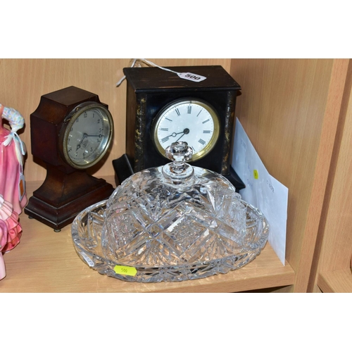 CLOCKS AND CUT GLASS, comprising an over wound mantle clock in need of