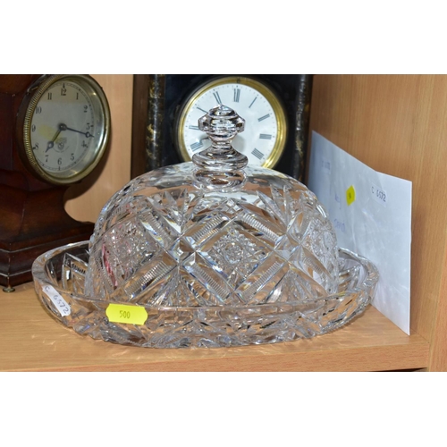 CLOCKS AND CUT GLASS, comprising an over wound mantle clock in need of