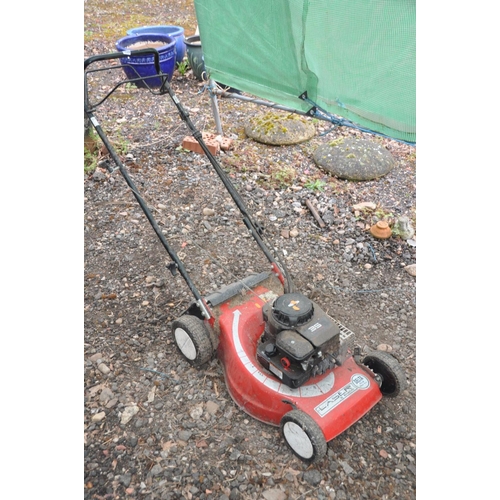 1229 - A LASER BY MOUNTFIELD SELF PROPELLED PETROL LAWN MOWER with 46cm cut no grass box (engine is stiff t... 