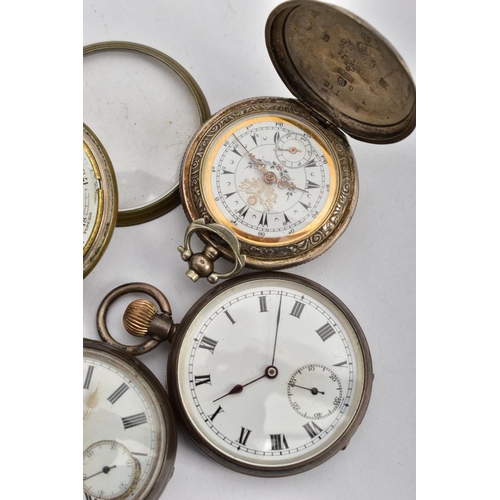 100 - A BAG OF ASSORTED SILVER AND WHITE METAL POCKET WATCHES, to include a silver 'Kay's' open face pocke... 