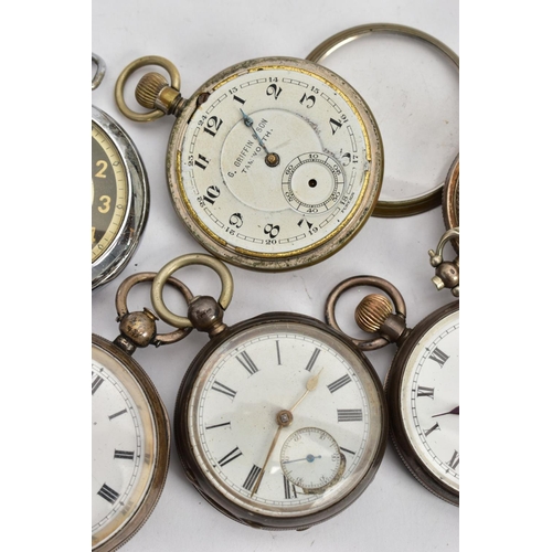 100 - A BAG OF ASSORTED SILVER AND WHITE METAL POCKET WATCHES, to include a silver 'Kay's' open face pocke... 