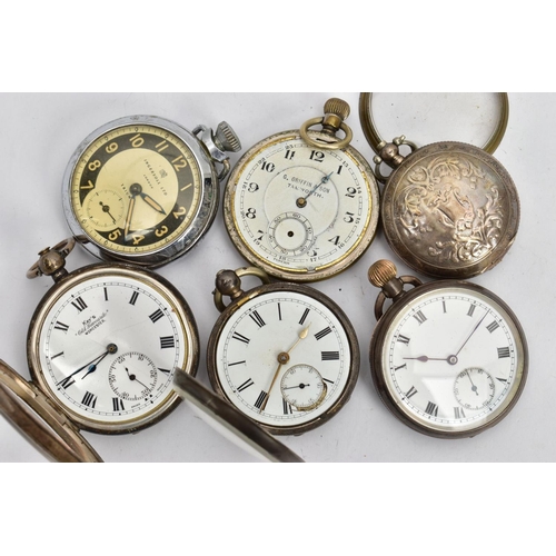 100 - A BAG OF ASSORTED SILVER AND WHITE METAL POCKET WATCHES, to include a silver 'Kay's' open face pocke... 