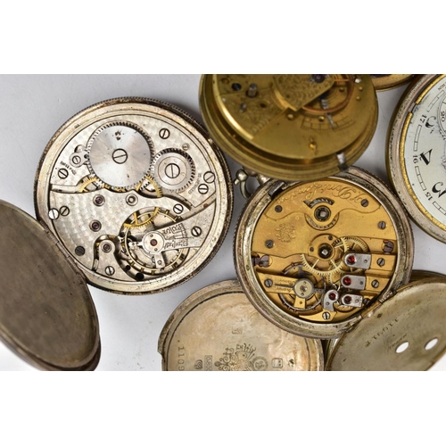 100 - A BAG OF ASSORTED SILVER AND WHITE METAL POCKET WATCHES, to include a silver 'Kay's' open face pocke... 