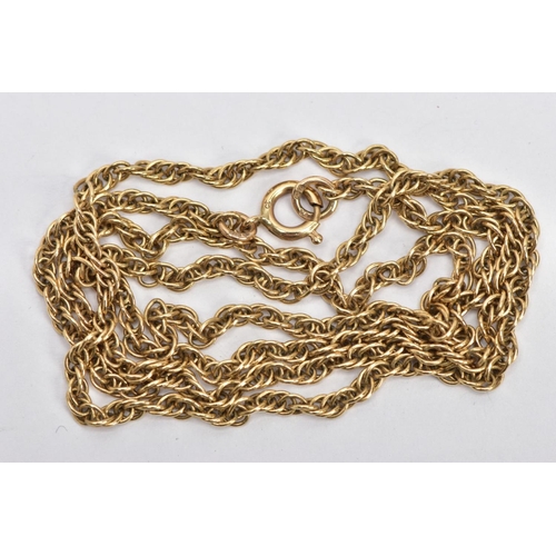 128 - A 9CT GOLD ROPE TWIST CHAIN, fitted with a spring clasp, hallmarked 9ct Birmingham, length 520mm, ap... 