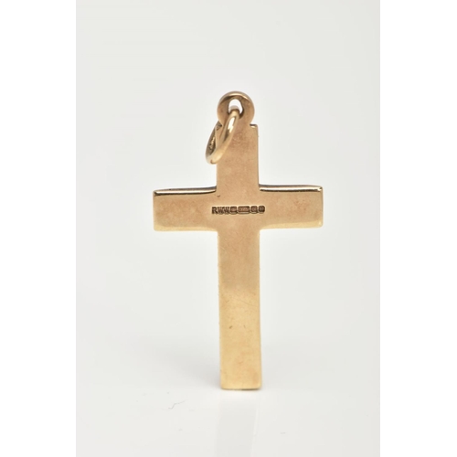 152 - A 9CT GOLD CROSS PENDANT, floral detailing to the front with a plain polished reverse, hallmarked 9c... 