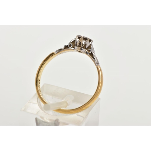 166 - A YELLOW AND WHITE METAL SINGLE STONE DIAMOND RING, illusion set round brilliant cut diamond, estima... 