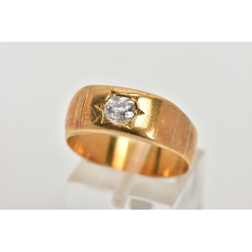 18 - A YELLOW METAL DIAMOND RING, a single old cut diamond, approximate carat weight 0.50ct, colour asses... 