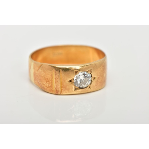 18 - A YELLOW METAL DIAMOND RING, a single old cut diamond, approximate carat weight 0.50ct, colour asses... 