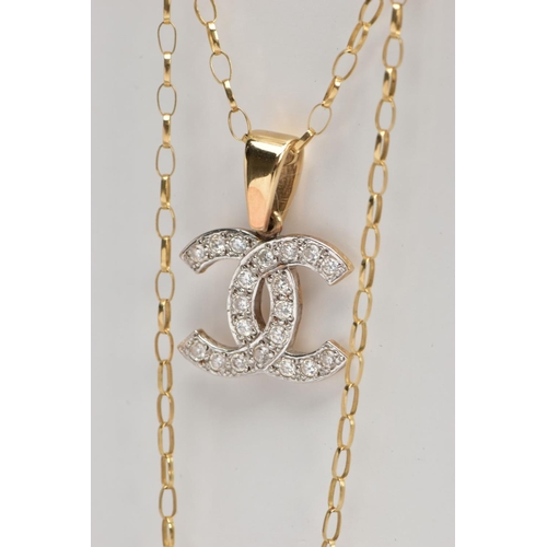 209 - A 9CT GOLD CHAIN WITH A YELLOW METAL PENDANT, fine oval belcher chain fitted with a spring clasp, ha... 