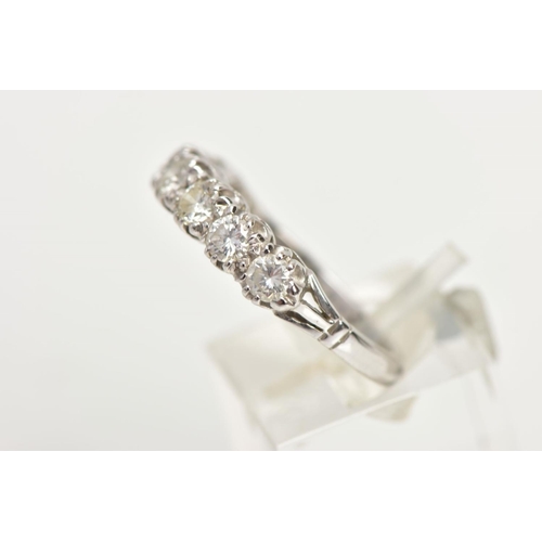 227 - AN 18CT WHITE GOLD DIAMOND HALF ETERNITY RING, set with seven round brilliant cut diamonds in a shar... 