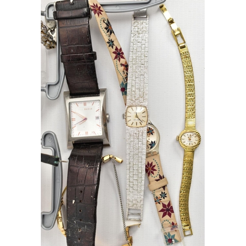 240 - FIVE BOXES OF ASSORTED LADIES AND GENTS WRISTWATCHES, a variety of styles, some gold-plated, names t... 