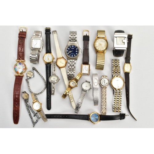 243 - A BAG OF ASSORTED LADIES AND GENTS FASHION WRISTWATCHES, mostly quartz movements with names to inclu... 