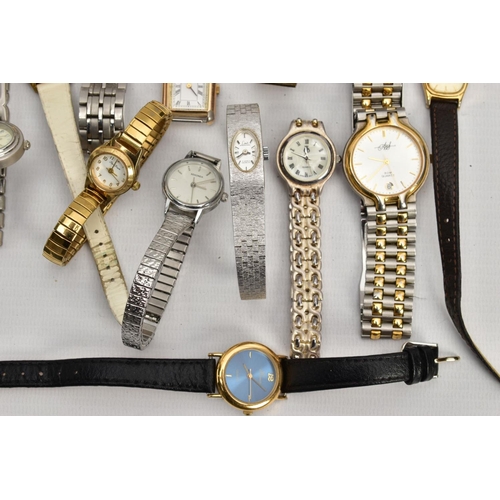 243 - A BAG OF ASSORTED LADIES AND GENTS FASHION WRISTWATCHES, mostly quartz movements with names to inclu... 