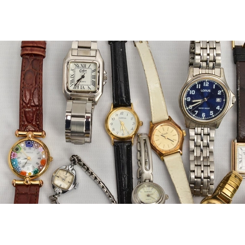 243 - A BAG OF ASSORTED LADIES AND GENTS FASHION WRISTWATCHES, mostly quartz movements with names to inclu... 