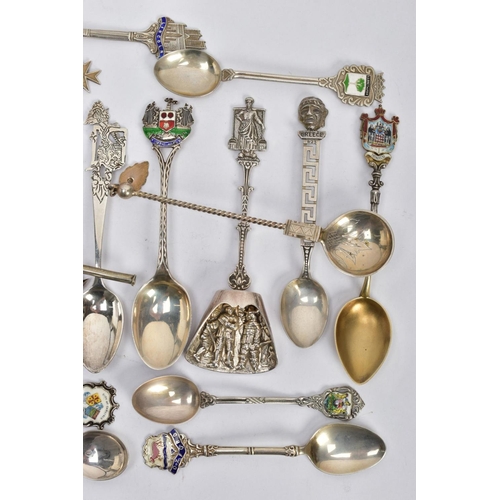 254 - AN ASSORTMENT OF SILVER AND WHITE METAL TEASPOONS, to include eleven silver hallmarked commemorative... 