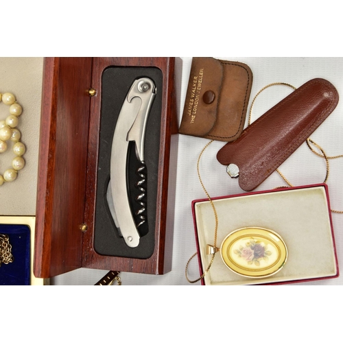 270 - A BOX OF ASSORTED JEWELLERY AND WATCHES, to include a Sarah Cov brooch and single clip on earring, a... 