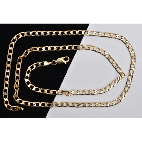 28 - A 9CT GOLD CURB LINK CHAIN, flat curb link chain fitted with a lobster clasp, hallmarked 9ct Birming... 