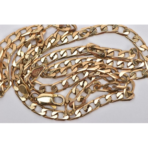 28 - A 9CT GOLD CURB LINK CHAIN, flat curb link chain fitted with a lobster clasp, hallmarked 9ct Birming... 