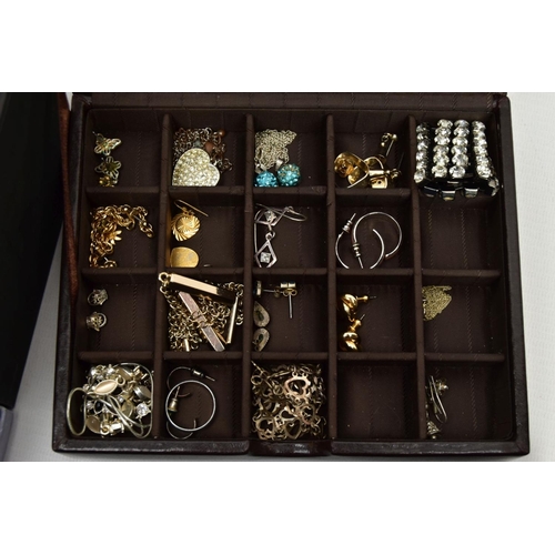 284 - A BOX OF ASSORTED ITEMS, to include various pieces of costume jewellery such as brooches, beaded nec... 