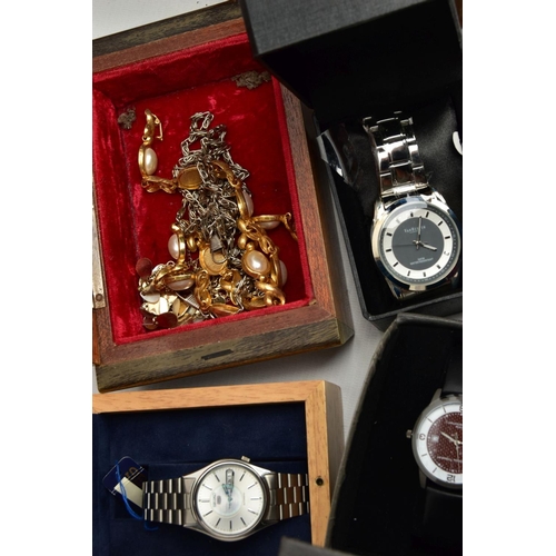 300 - A BOX OF ASSORTED WATCHES AND OTHER ITEMS, gents wristwatches, names to include Seiko, Vanheusen, Co... 