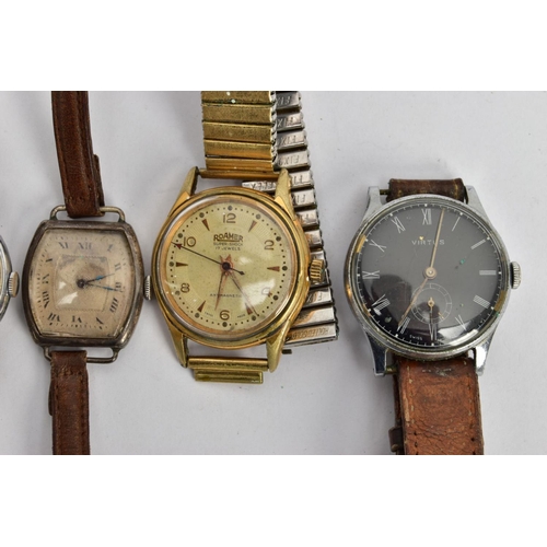 309 - FOUR GENTLEMENS WRISTWATCHES, to include a 'Bentima star' hand wound movement, round champagne dial ... 