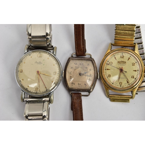 309 - FOUR GENTLEMENS WRISTWATCHES, to include a 'Bentima star' hand wound movement, round champagne dial ... 