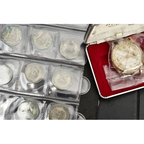 319 - A QUANTITY OF COINS, COIN ALBUMS WITH SILVER CONTENT COINS, COMMEMORATIVES, BANKNOTES ETC, to includ... 