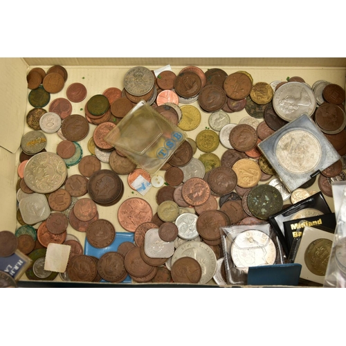 320 - A COIN ALBUM AND SHOEBOX OF COINS AND COMMEMORATIVES, to include amounts of .500 silver mainly UK co... 