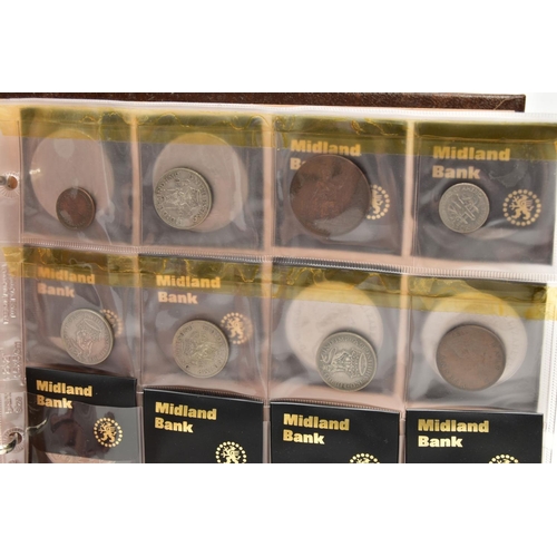 320 - A COIN ALBUM AND SHOEBOX OF COINS AND COMMEMORATIVES, to include amounts of .500 silver mainly UK co... 