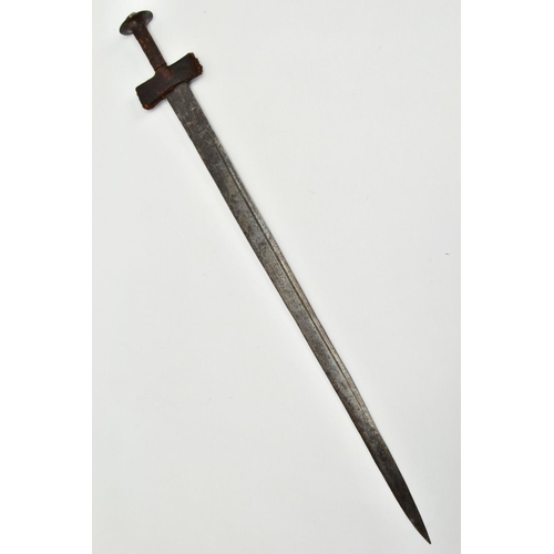 332 - A TOUREG SWORD, blade length 76cm has marks S&L AGOS and two holes towards cross guard