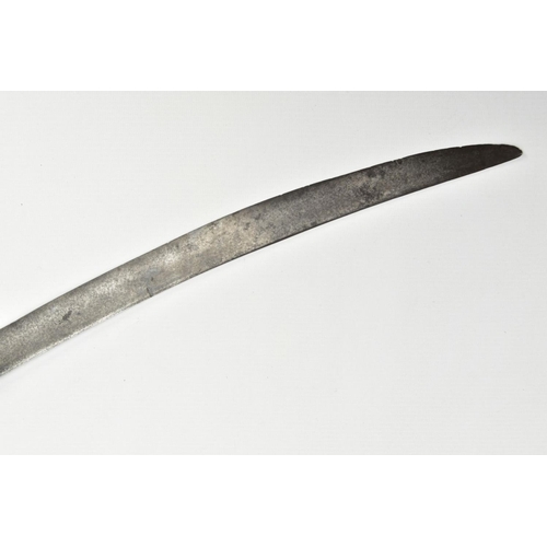 333 - A TALWAR STYLE curved blade sword, blade length approximately 75 cm, ornate white metal grip and cro... 